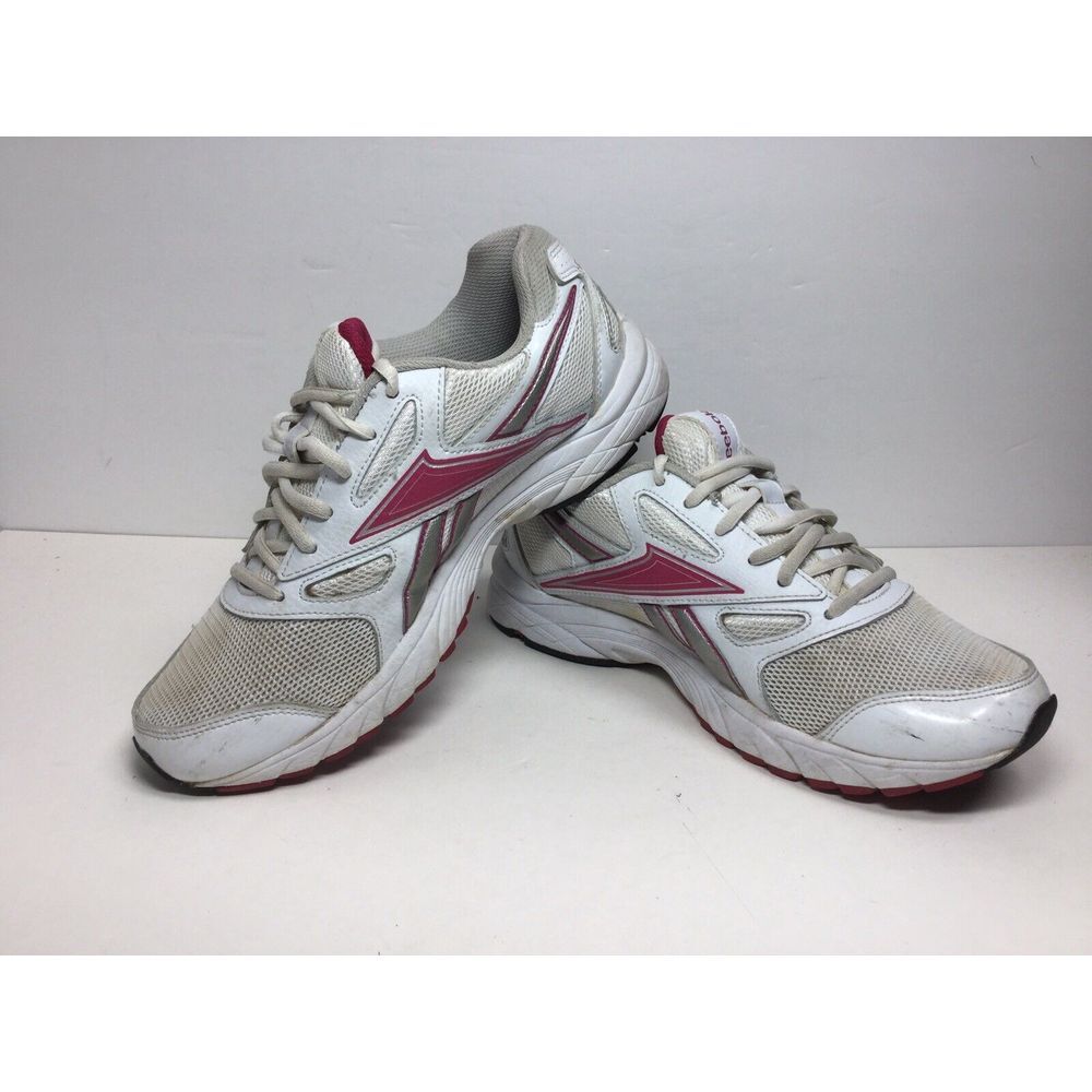 Reebok Double Hall Running Shoes Womens Size 8.5 Walking White Pink Sneakers